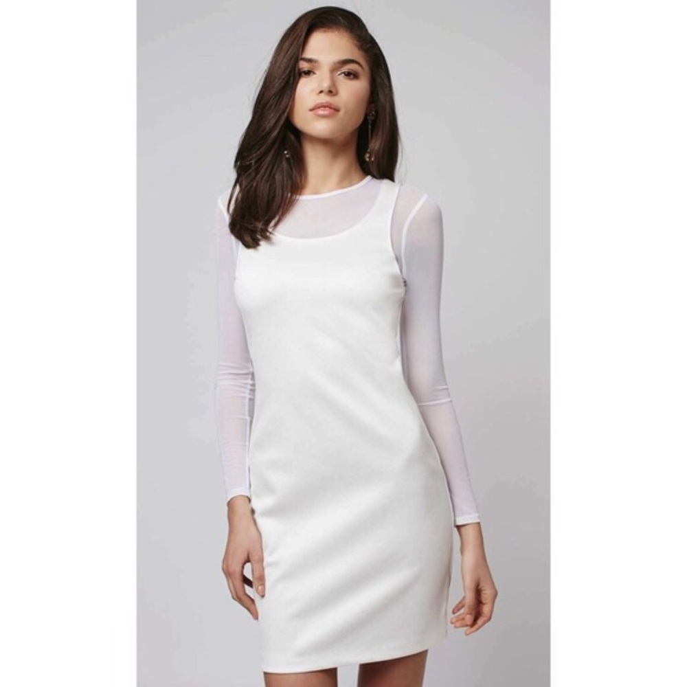 Topshop White Bodycon Long Sleeve dress